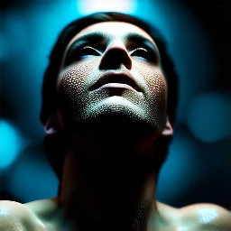 Ultra-photorealistic fantasy portrait, masterpiece, cinematic realism, 8K HDR, medium-format photography, physically based rendering, ultra-detailed skin with realistic pores, dramatic lighting, volumetric atmosphere, shallow depth of field.  full body very low angle looking up from ground level photo of a dimly lit by warm amber incandescent light in shadow svelte lithe voluptuous statuesque athletic toned female, Eris and her lovers a petite beautiful athletic female, Idunn & tall gorgeous female, Hera.  Eris is a cute gorgeous svelte athletic 23 year old Macedonian female with radiant warmly lit porcelain alabaster skin and mischievous nascent facial features. She has long wild vellus thick platinum & white hair Long Wavy Cut With Longer Face-Framing with large thick curls hairstyle with lighter tips. She wears a cropped open white/lilac snakeskin leather jacket with tarnished burnished brass buttons & rivets & a very low-rise waist dark cerulean, teal & cyan diffused watercolor splotch pattern with white paint splatter layered frilled silk microskirt. She has large bright pensive expressive eyes with a mischievous smirk, her eyes are bright pale jade with emerald highlights. she wears dark clear tortoise shell pattern Ray-Ban Wayfarer frame glasses. She has pale pearlescent lilac eyeshadow & smoky dark eyeliner. long manicured nails pearlescent white polish. She wears gold & diamond jewelry; earrings, bracelets, anklets, rings & a gold necklace with amethyst pendant, white marble bead bracelets. She wears white Nike sneakers with iridescent white & lilac details & logos.  Idunn is a petite beautiful athletic 24 year old Nordic female with radiant warmly lit light almond skin and rounded nascent facial features. She has long layers with chest-length framing platinum/pale gold blonde thick curled hair. She wears a cropped open dark crimson leather varsity jacket with a large Norse rune in gold & a very low-rise waist bright cropped red/crimson pleated cheerleader microskirt with gold edges. She has large bright inquisitive expressive eyes with a inquisitive demeanor, her eyes are bright pale hazel with light honey highlights. She has shimmering bronze eyeshadow & smoky dark eyeliner. long manicured nails pearlescent white & peach polish. She wears gold & diamond jewelry; earrings, bracelets, anklets, rings & a gold necklace with a ruby pendant and a gold Rolex Daytona watch with a mother-of-pearl face. She wears white Converse sneakers with pale gold & scarlet details & logos.  Hera is a cute gorgeous svelte athletic statuesque 26 year old Greek-Nordic mix female with radiant warmly lit porcelain almond skin and stoic facial features. She has long thick pale golden blonde hair Long symmetric layered with large soft gentle curls hairstyle. She wears a cropped open dark violet distressed & bleached denim jacket with tarnished burnished gold buttons & rivets & a very low-rise waist gold & mother-of-pearl sequin covered layered frilled silk microskirt. She has large bright expressive eyes with a calm soft smirk, her eyes are bright pale grey with slate highlights. she wears thin gold frame Oakley aviator frame glasses. She has pale pearlescent peach eyeshadow & smoky dark eyeliner. long manicured nails matte gold polish. She wears gold & pearl jewelry; earrings, bracelets, anklets, rings & a gold necklace with amethyst pendant, white pearl bead bracelets. She wears gold New Balance running shoes with pearlescent white & violet details & logos.  Eris leans against a white stucco wall near an open doorway of an outdoor rainfall shower on a balcony of a large Mediterranean mansion with flowering gardens & large mosaic tiled pool near the beach at early morning, the ground is littered with gold painted apples. While Idunn leans back pressed against Eris' torso with her back arched. Hera stands leaning on the opposite wall & looks over her shoulder towards the viewer. The scene is lit by warm amber diffused sunlight & incandescent light.